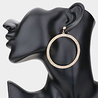 Rhinestone Pave Open Circle Dangle Evening Earrings