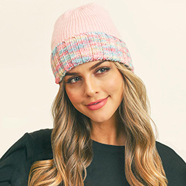 Multi Color Band Fleece Beanie