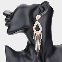 Rhinestone Pave Fringe Teardrop Evening Earrings