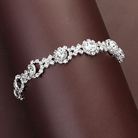 Rhinestone Flower Evening Bracelet