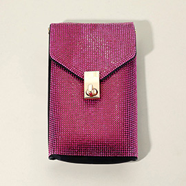 Bling Studded Rectangle Flap Crossbody Cellphone Bag