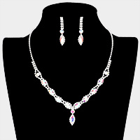 Teardrop Stone Accented Rhinestone Necklace