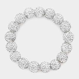 Rhinestone Pave Ball Stretch Bracelet