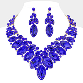 Marquise Stone Cluster Embellished Evening Necklace