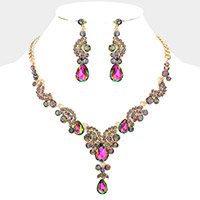 Teardrop Stone Accented Evening Necklace