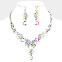 Teardrop Stone Accented Evening Necklace