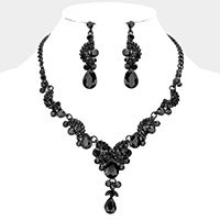 Teardrop Stone Accented Evening Necklace