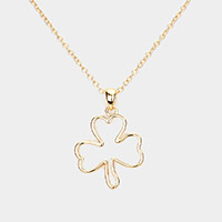 Metal Cut Out Clover Pendant Necklace