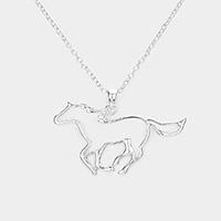 Metal Cut Out Horse Pendant Necklace