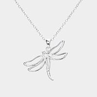 Metal Cut Out Dragonfly Pendant Necklace