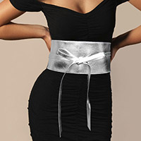 Wide faux leather wrap belt