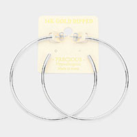 14K White Gold Dipped Metal Hoop Earrings