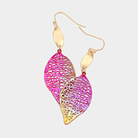 Leaf Metal Filigree Dangle Earrings