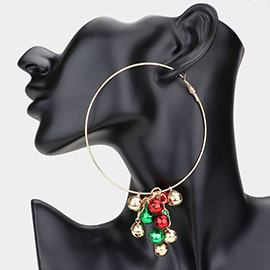 Oversized Christmas Bell Metal Hoop Earrings