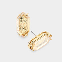 Sharp Emerald Cut Stud Earrings