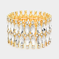 Marquise Stone Embellished Evening Bracelet