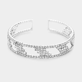 Abstract Rhinestone Pave Accented Cuff Bracelet