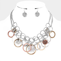 Antique Metal Open Circle Link Collar Necklace