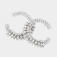 Rhinestone Pave Circle Evening Earrings