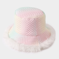 Faux Fur Trimmed Bucket Hat