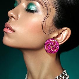 Cylinder Stone Embellished Round Post Earrings