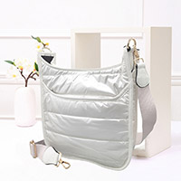 Solid Quilted Shiny Puffer Crossbody Bag