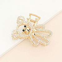 Rhinestone Embellished Bear Hair Claw Clip