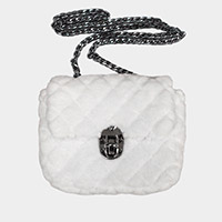 Solid Faux Fur Crossbody Bag