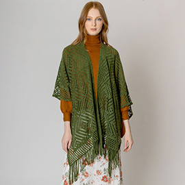 Cut Out Detailed Ruana Poncho