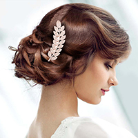 Rhinestone Pave Leaf Hair Comb