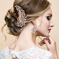 Stone Embellished Leaf Cluster Hair Comb