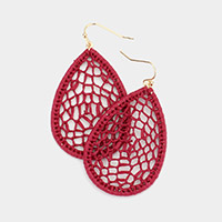 Woven Raffia Teardrop Dangle Earrings