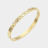 CZ Embellished Stainless Steel Bangle Evening Bracelet