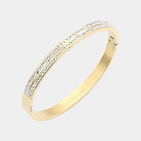 CZ Embellished Stainless Steel Bangle Evening Bracelet