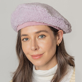 Solid Sherpa Beret Hat