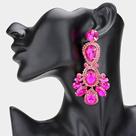 Crystal Rhinestone Pave Drop Evening Earrings