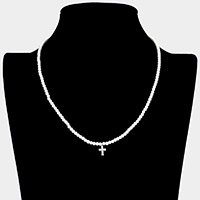 Cross Pendant Pearl Necklace