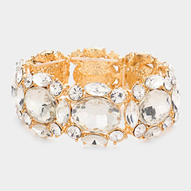 Oval Stone Accented Stretch Evening Bracelet