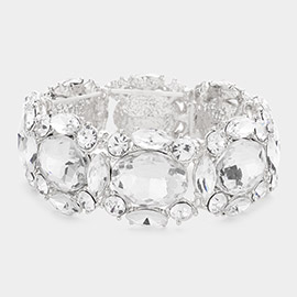 Oval Stone Accented Stretch Evening Bracelet