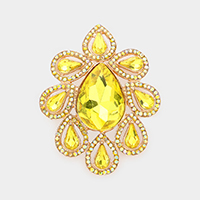 Teardrop Stone Accented Floral Pin Brooch