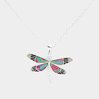 Patterned Dragonfly Pendant Necklace