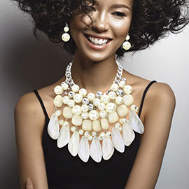 Pearl Marbled Bead Cluster Statement Necklace