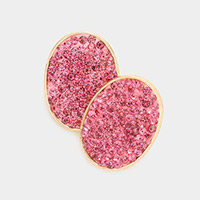 Rhinestone Embellished Oval Stud Earrings