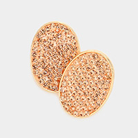 Rhinestone Embellished Oval Stud Earrings