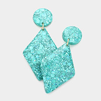 Glittered Resin Rhombus Dangle Earrings