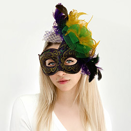 Mardi Gras Masquerade Venetian Feather Mask