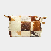 Animal Patterned Genuine Fur Calf Clutch Bag