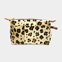 Leopard Patterned Genuine Fur Calf Clutch Bag