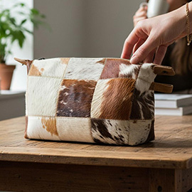 Animal Patterned Genuine Fur Calf Pouch Bag