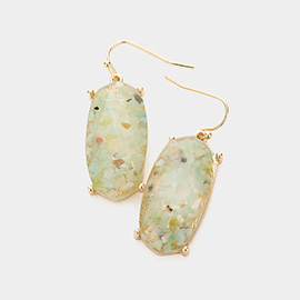 Semi Precious Hexagon Dangle Earrings